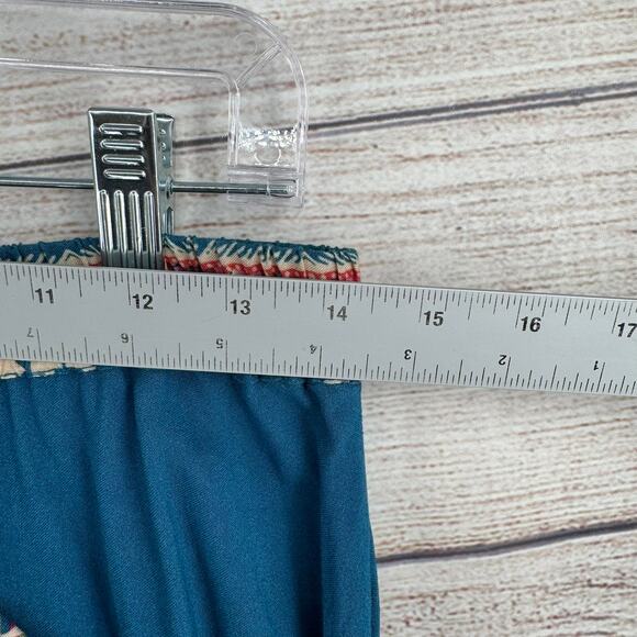 Natural Life Floral BOHO Maxi Skirt Womens Medium Blue Tan Tassled Drawstring - Picture 9 of 10